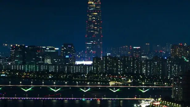 오간수교에서 바라본 청계천 야경 파노라마
